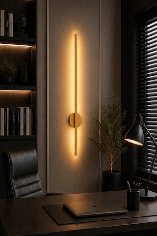 Dekoratif 20w İç Mekan Gold Kasa 3 Renkli Işık Elektrikli 80 Cm Duvar Aplik 1 Adet