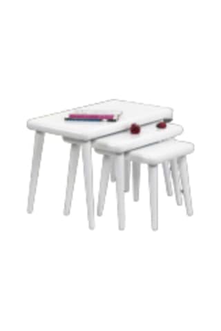 Zigon Osm Class Model Sehpa Parlak Beyaz Boya Kayın Torna Retro A
