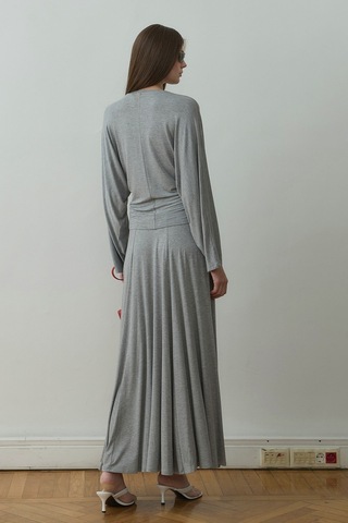 Suud Collection Gri Sophia Yarasa Kol Bluz