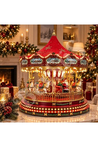 Mr. Christmas Gold Kar Taneli Kırmızı Atlı Karınca