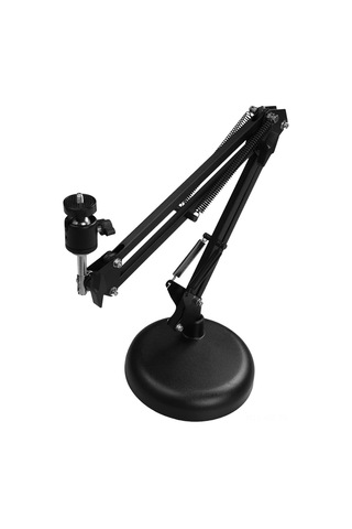 Wezone Yükseltilebilir Dairesel Tabanlı Masa & Web Kamerası Stendi - 1/4 İnç Vida Adaptörü + Telefon Tutucu Siyah