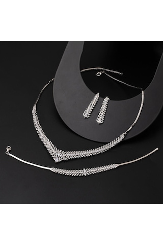 Lilyum Beyaz Altın Set 14 Ayar Stpj33607