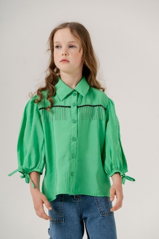 Kız Çocuk Taş Püsküllü Gömlek 3124 Yeşil