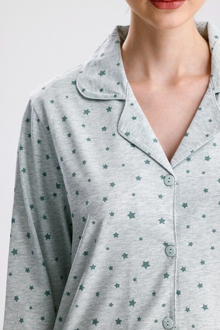 Yeni İnci Yıldız Desen Pamuk Kadın Pijama Takım Yeşil