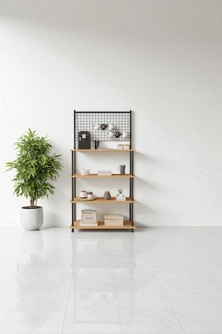 Çevir Kur Atlantik Çam 4 Raflı Kahve Köşesi Dolabı Mutfak Düzenleyici, Stand, 71x167x35 Cm Atlantik Çam