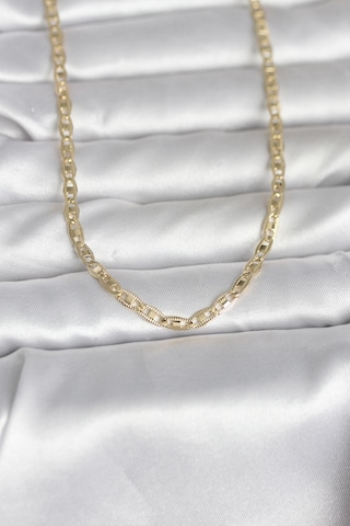 Bsre 14k Gold Renk Lazer Kesim Zincirli 60 Cm Kadın Kolye Cm Renkli