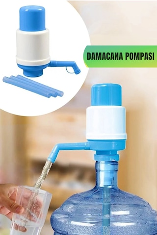 Basmali Damacana Su Pompası Manuel El Pompası - Elektriksiz Beyaz - Mavi