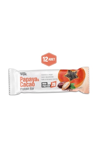 Papaya Ve Kakao Aromalı Protein Bar 45 G Protein İçeren Atıştırmalık Ve Sporcu Barı 12 Adet