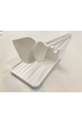 3d Baskı Çoklu Kaşık Ve Kepçe Dinlendirme Standı Damlama Tepsili Mutfak Düzenleyici Beyaz