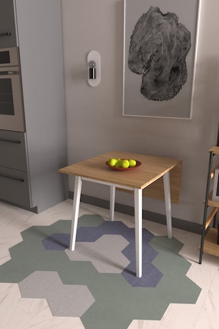 Vilinze Avanos Katlanır Ahşap Mutfak Masası - 70x80 Cm Beyaz