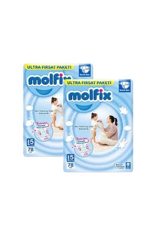 Molfix Bebek Bezi 5 Numara Junior Ultra Fırsat Paketi 2 x 78 Adet 2'li Molfix Bebek Bezi 5 Numara Junior Ultra Fırsat Paketi 2 x 78 Adet 2'li