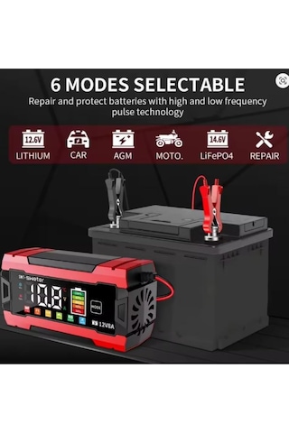 Auhma Aoc11 12v 8a Dijital Ekranlı Akıllı Akü Şarj Ve Onarım Cihazı