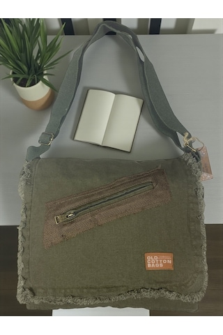 Vintage Salaş Orta Boy Unisex Günlük Çapraz Postacı Tablet Çantası M 32 Cm X 27 Cm Haki