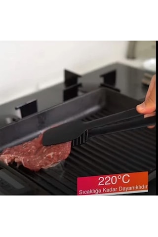 Yanmaz Yapışmaz Servis Ve Izgara Barbekü Maşası Plastik Siyah