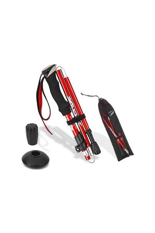 Besthome1 Alüminyum Trekking Çubuğu 5 Bölümlü 36cm Daraltılabilir 265g Kısa Ultra Hafif Dağ Yürüyüşü, Kırmızı Uzun Tip Tek Ade Çok Renkli