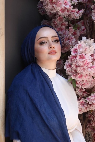 Bambu Kraş Şal Lacivert 194 Çok Renkli