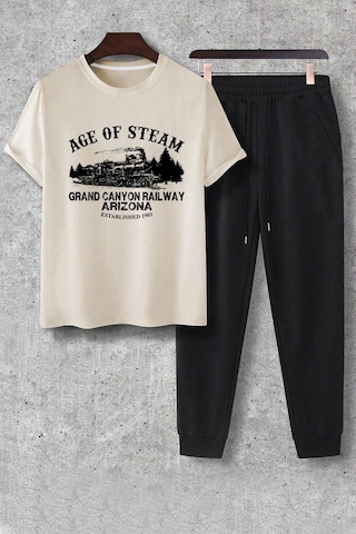 Antrasit Eşofman Takımı Bej1