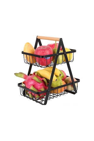 Wezone Beyaz Çift Katlı Katlanabilir Demir Sepet - Mutfak Organizer, Meyve Depolama Ve Ev Gereçleri Konteyneri Kc-sgl861 Beyaz