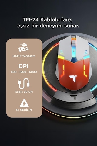 Torima TM-24 Oyuncu Mouse RGB Aydınlatma Kablolu Gaming Mouse