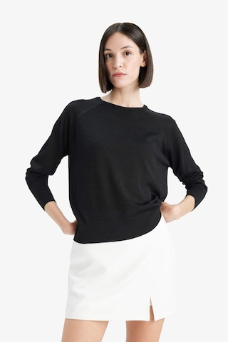 Defacto - Regular Fit Bisiklet Yaka Triko Kazak C6818AX24WN Siyah