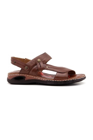 Ural Forelli Günlük Erkek Anatomik Deri Sandalet-Taba Taba