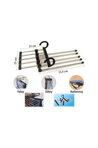 Periboia Hareketli Pantolon Askılığı 5 İn 1 Krom