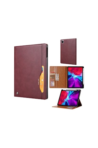 iPad Uyumlu Pro 12.9 2022/2021/2020 Yoğurma Cilt Dokusu Yatay Çevirme Deri Tablet Kılıfı
