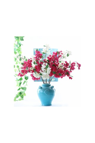Yapay Çiçek Begonvil Çiçeği Beyaz 80Cm Tek Dal Bodrum Çiçeği Sar