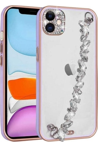 Apple Uyumlu iPhone 11 Kılıf Taş Süslemeli Kamera Korumalı El Tutamaçlı Zore Blazer Kapak Lila