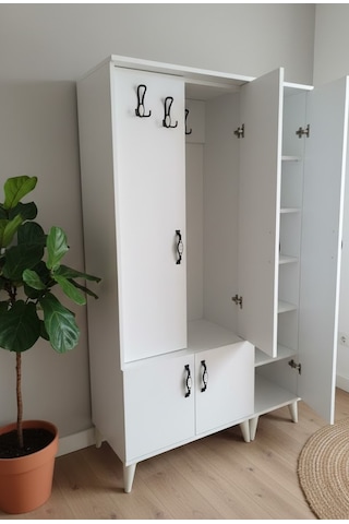 Zerkaconcept Belin 3 Kapaklı Portmanto Vestiyer Ayakkabılık Dolap Byz - M3 Beyaz