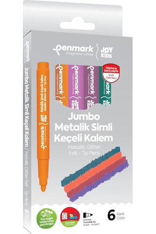 Penmark Süper Yıkanabilir Metalik Simli Jumbo Keçeli Kalem 6&apos Lı