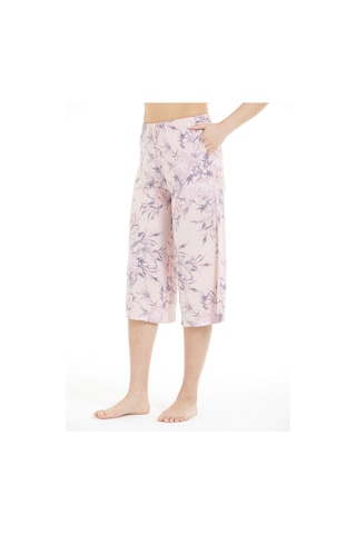 Lılac Kadın %100 Viskon Çiçek Desenli Pijama Altı Capri Pudra Pembe Pudra Pembe
