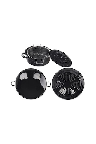 Periboia Emaye Mutfak Seti Kızartma, Kavurma Közleme Seti 3 Parç Çok Renkli
