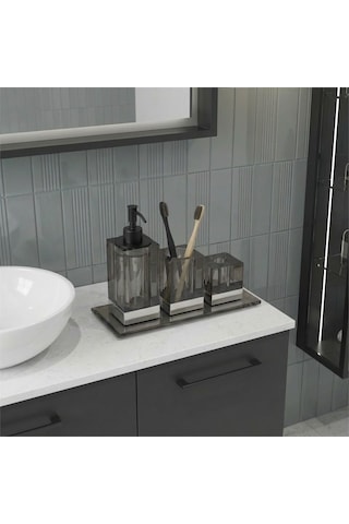 Kobos Gri Cam Diş Fırçalık Kbw30001