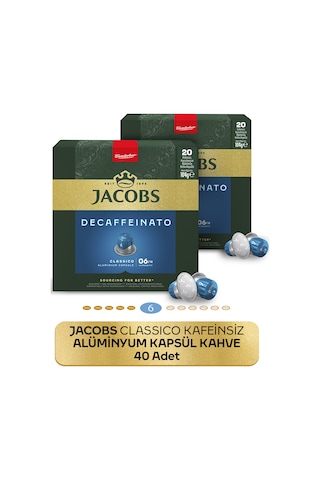 Jacobs Classico Kafeinsiz Nespresso Uyumlu Alüminyum Kapsül Kahve 40 Kapsül Kapsül Kahve