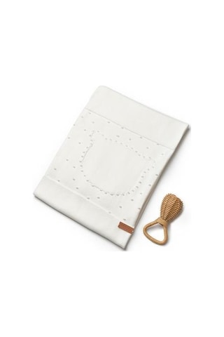 Bebek Triko Battaniye 85 85cm %100 Organik Pamuk - Yenidoğan Serisi - Csy8131 Ekru