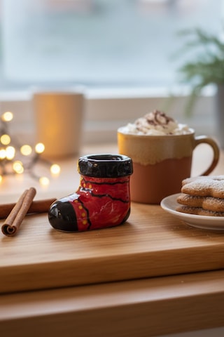 Kırmızı Bot Formlu Seramik Şamdan Çok Renkli