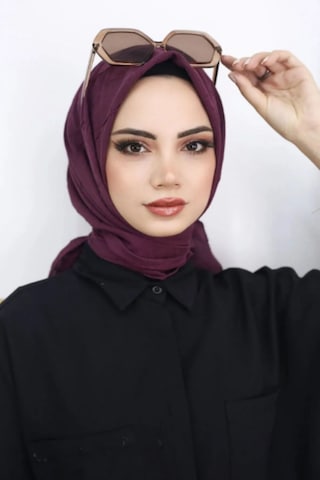 Melodi Scarf Kadın Tesettür Pratik Bambu Kraş Eşarp Mürdüm MÜRDÜM