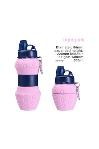 Mufunye Outdoor Spor Su Bardağı, Yenilikçi Katlanabilir Silikon Materyal, Çıkarılabilir Pipetli, 500-1000ml, Hafif Ve Dayanıklı, Mevsim Meyveleri Desenli Açık Pembe Açık Pembe