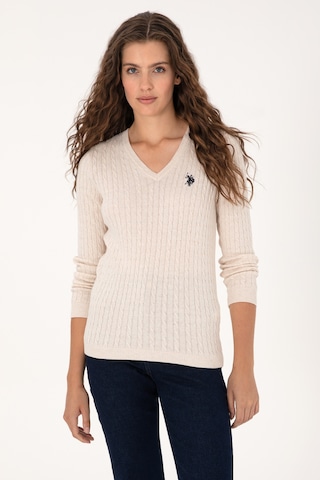 U.s. Polo Assn. Kadın Krem Melanj Kazak /triko 50313625-vr159 Krem Melanj