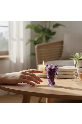 Doğaltaş Melek Epoksi Reçine Ametist Melek