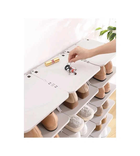 5 Katlı Pratik Ayakkabılık - Ayakkabı Rafı Ahşap - Beyaz