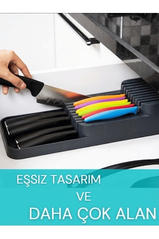 Beylini 18'li Bıçak Standı Bıçaklık Tezgah Üstü Çekmece İçi Mutfak Düzenleyici Organizer Bıçak Düzenleyici Antrasit