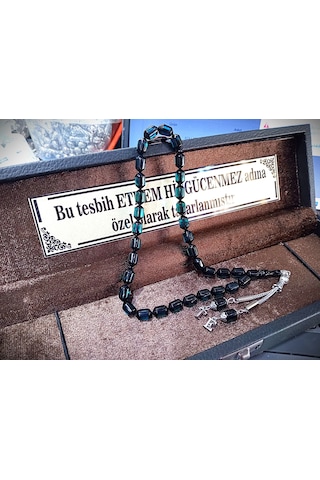 Sürmelı Kapsul Kesım Ateş Kehrıbar Tesbıh Gümüş Püsküllü Ve Harf