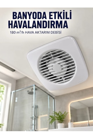 Dekoratif Havalandırma Aspiratörü 120 Mm 180 M³/h Duvar Ve Tavan Montajlı