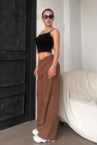 Madmext Kahverengi Bol Paça Kadın Eşofman Altı Mg2279 Kahverengi