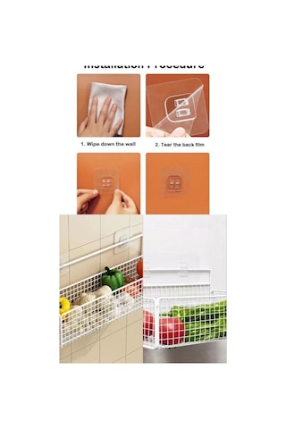 4 Adet Süper Güçlü Şeffaf Çerçeve Askısı Lekesiz Duvar Yapışkanı Mutfak Banyo Raf Tutucu Aksesuarı