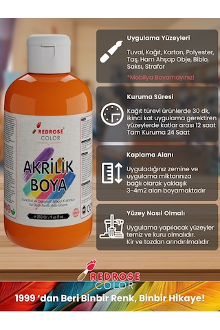 Red Rose Turuncu Akrilik Boya 250 G