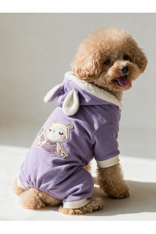 Bibelot Lavender Polar Köpek Tulumu Yumuşacık Ve Sıcacık Bunny Kulaklı Tulum