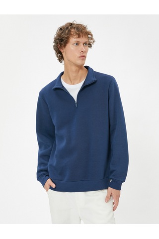 Koton Yarım Fermuarlı Yaka Sweatshirt Uzun Kollu Pamuk Karışımlı Lacivert 5wam70002mk Lacivert